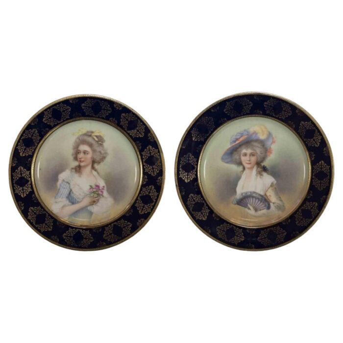 decorated plates early 20th century set of 2 2019