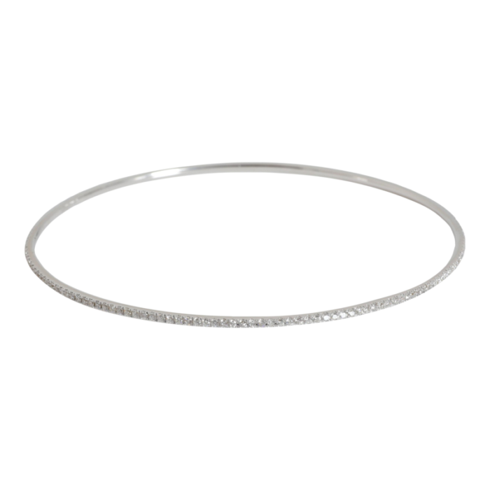 diamond thin micro pave bangle in 18k white gold 075 ctw 2212