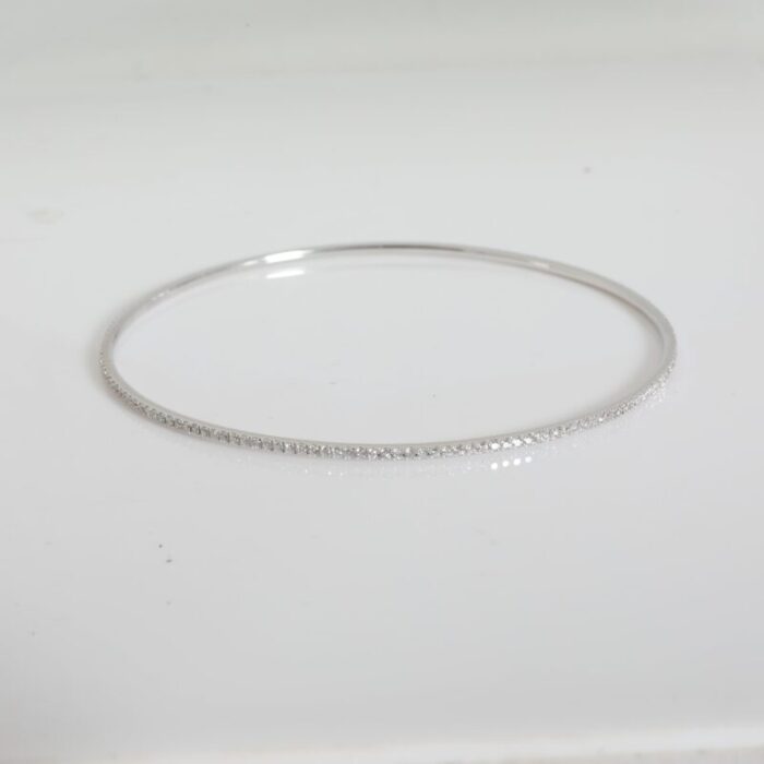 diamond thin micro pave bangle in 18k white gold 075 ctw 5580