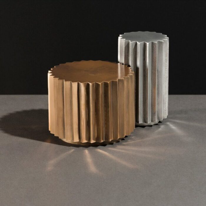 doris cast bronze and aluminum multifaceted coffee table set from fred juul set of 2 2