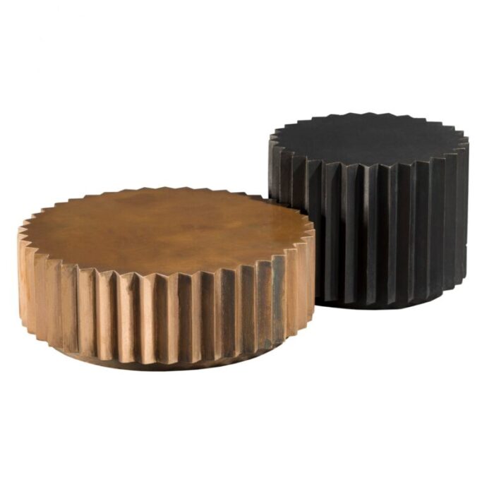 doris cast bronze and blackened bronze multifaceted coffee table set from fred juul set of 2 1