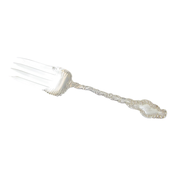 durgin sterling silver watteau 925 serving cold meat fork 8246