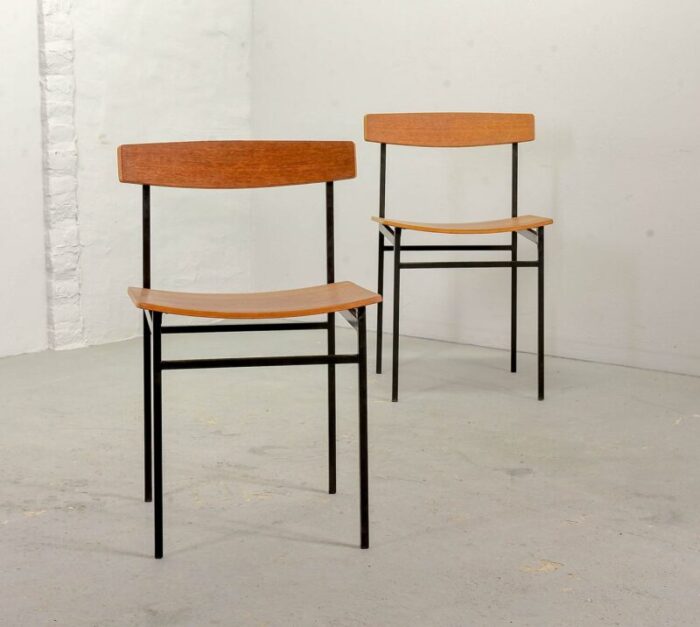 dutch teak dining chairs by martin visser 1960s set of 2 3