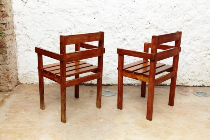 dutch wooden armchairs 1950s set of 2 2