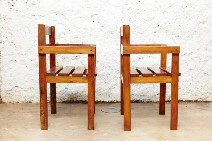 dutch wooden armchairs 1950s set of 2 3