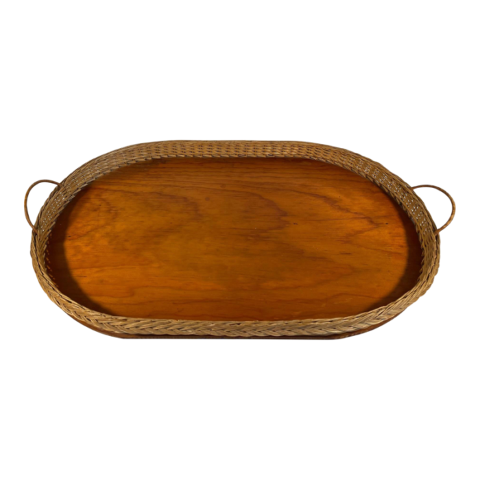 early 1900s french wicker and wood gallery tray 1903