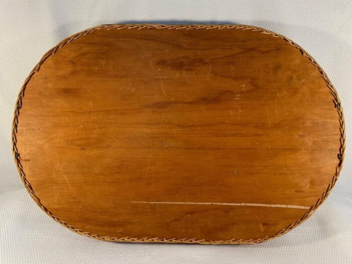 early 1900s french wicker and wood gallery tray 7819