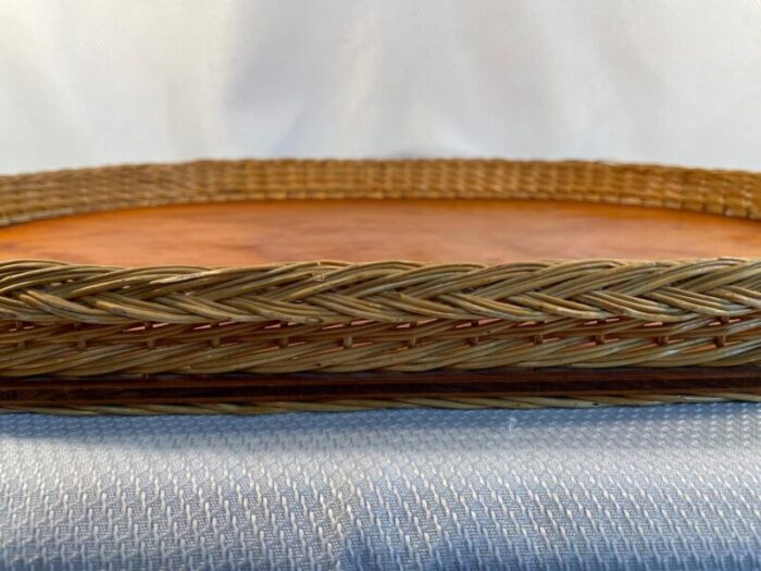 early 1900s french wicker and wood gallery tray 9839