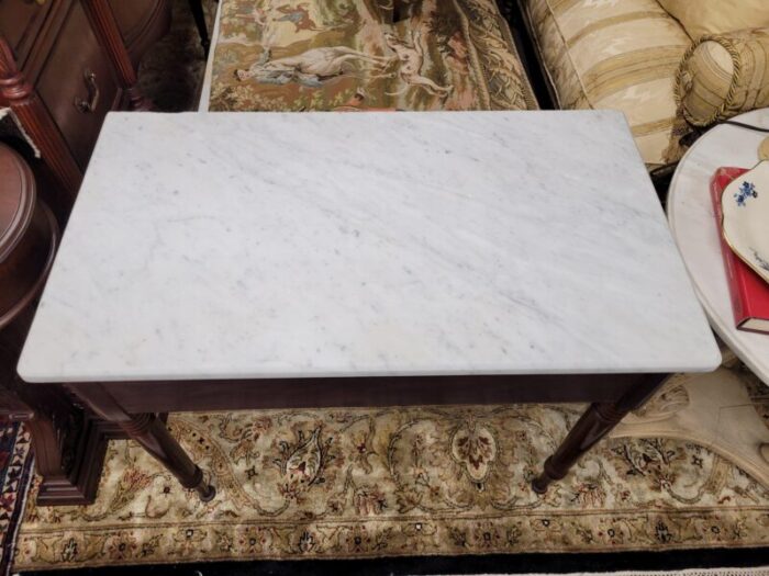 early 19th century early american marble top hall console table 7348