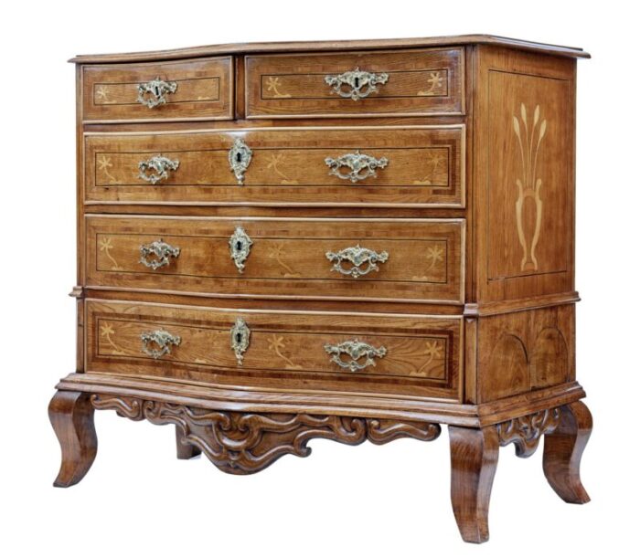 early 19th century swedish oak inlaid chest of drawers 1