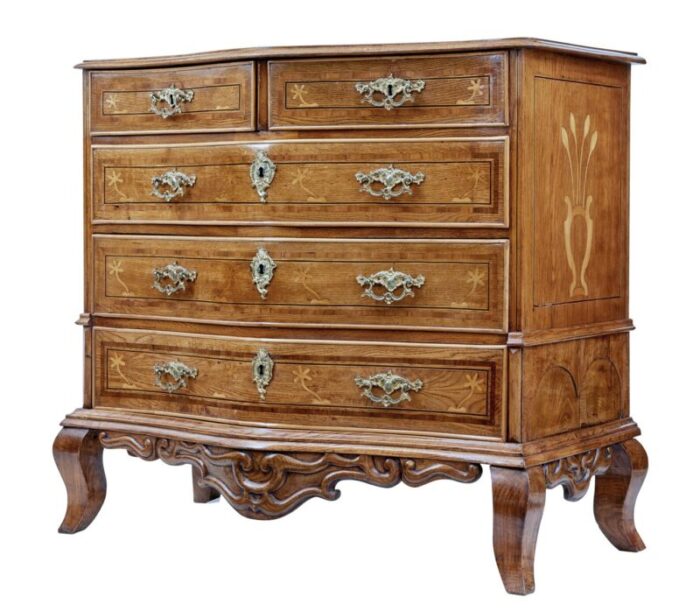 early 19th century swedish oak inlaid chest of drawers 8