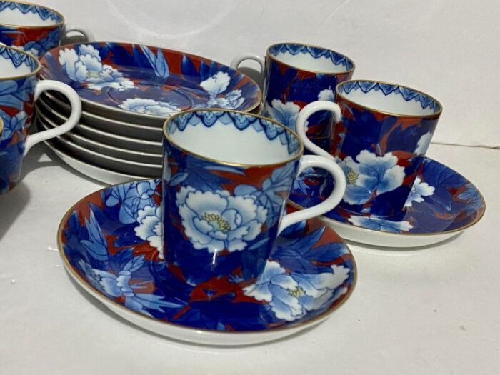 early 20th century arita fukagawa hand painted cups and saucers 16 pieces 4997