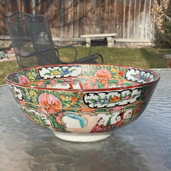 early 20th century rose medallion serving bowl 1501