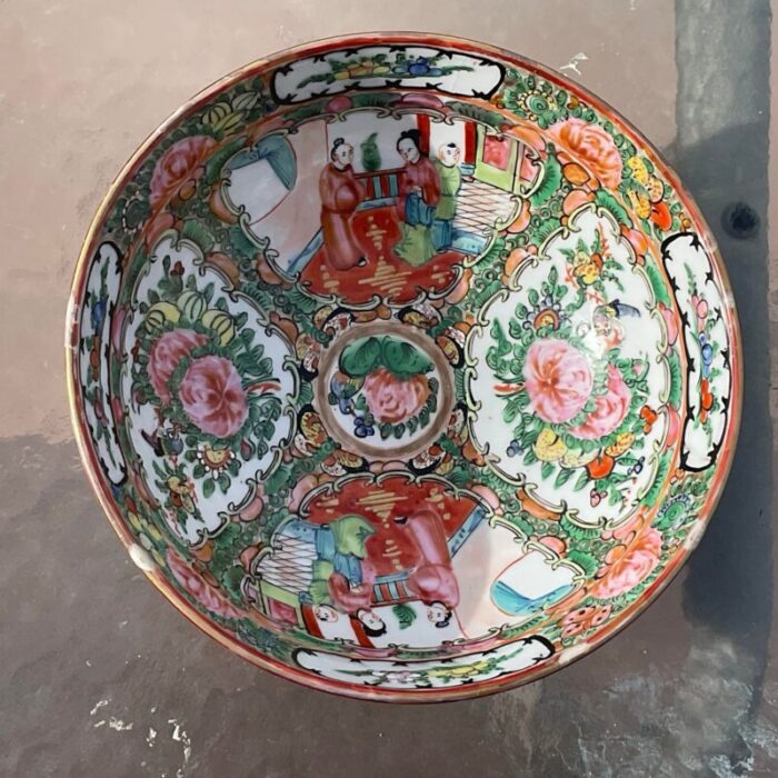 early 20th century rose medallion serving bowl 4332