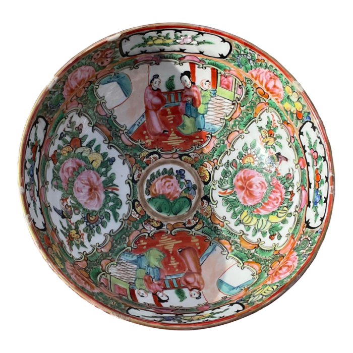 early 20th century rose medallion serving bowl 8818