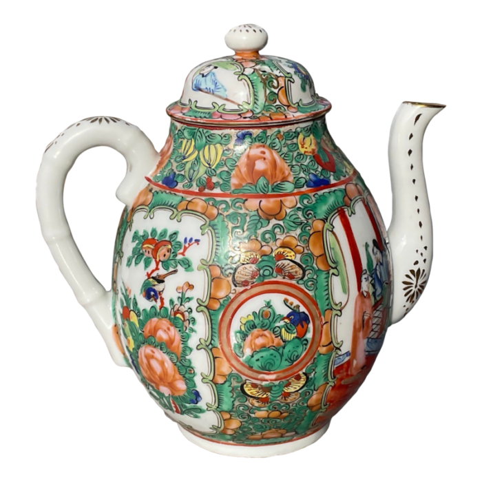 early 20th century rose medallion tea pot 0977