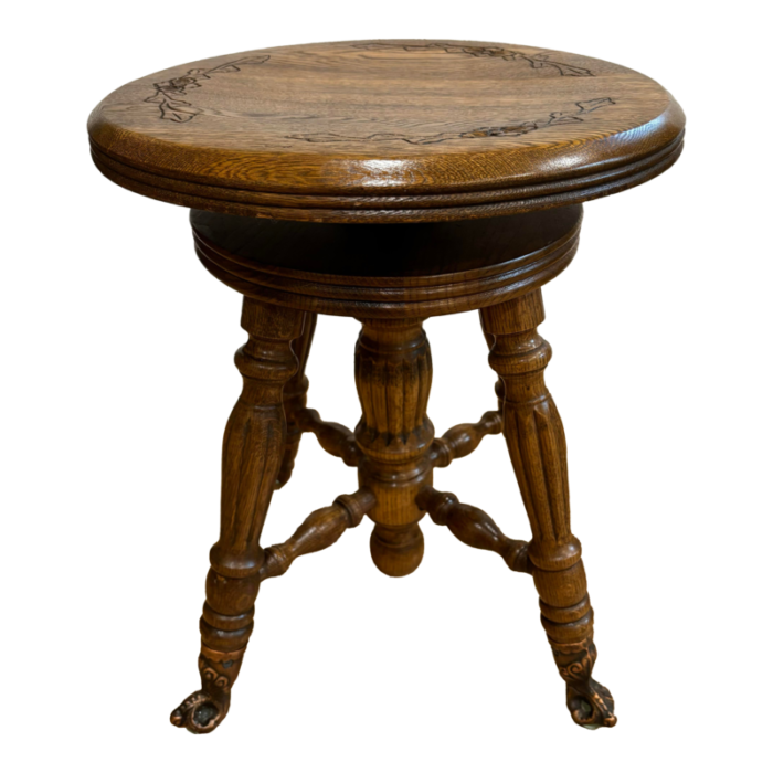 early 20th century victorian style oak piano stool 5445