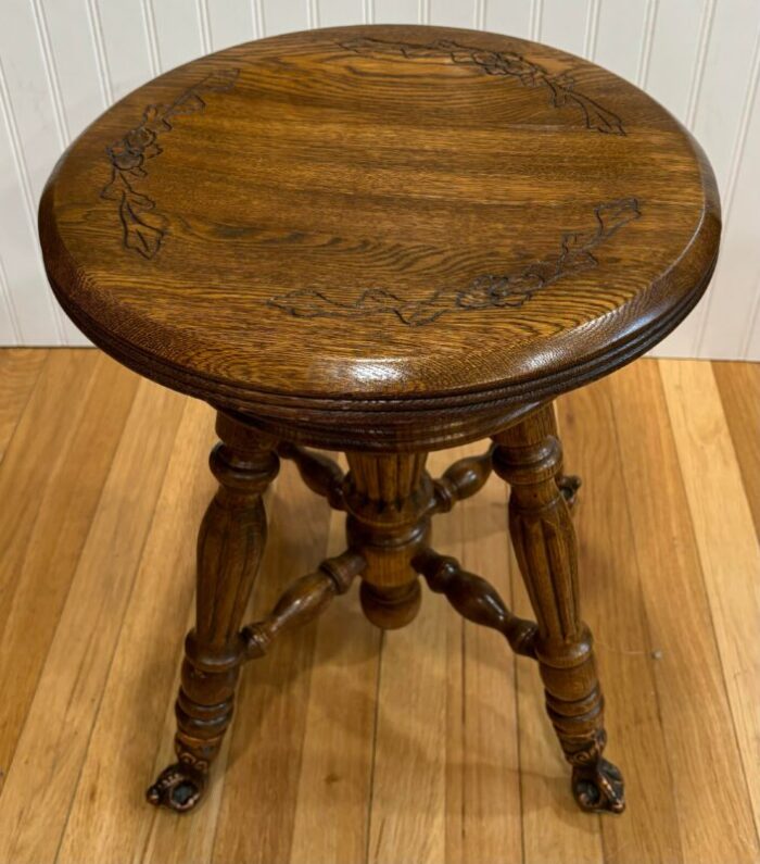 early 20th century victorian style oak piano stool 8230