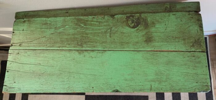 early 20th century vintage farmhouse painted green 2 drawer cabinet 1110