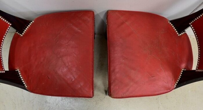 ebony macassar and red leather dining chairs 1930s set of 2 11