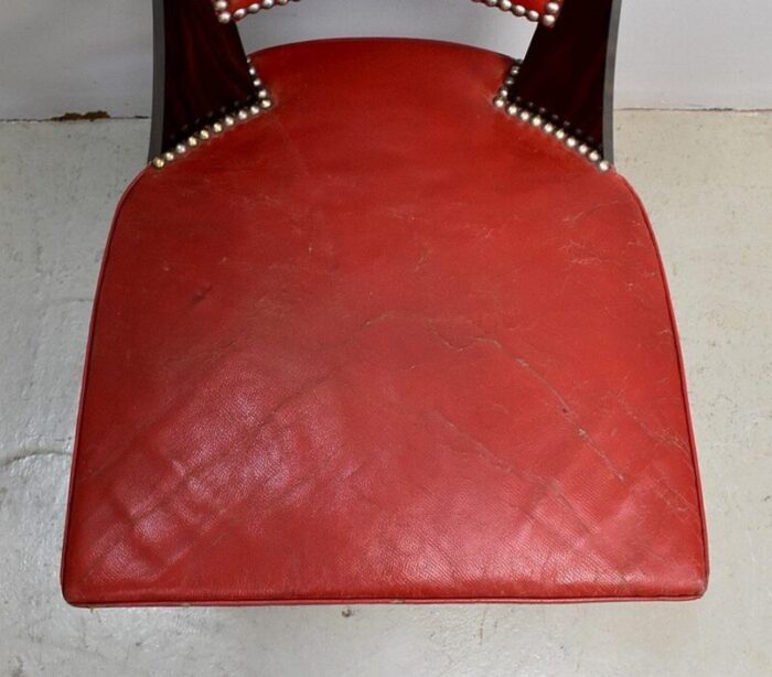 ebony macassar and red leather dining chairs 1930s set of 2 12