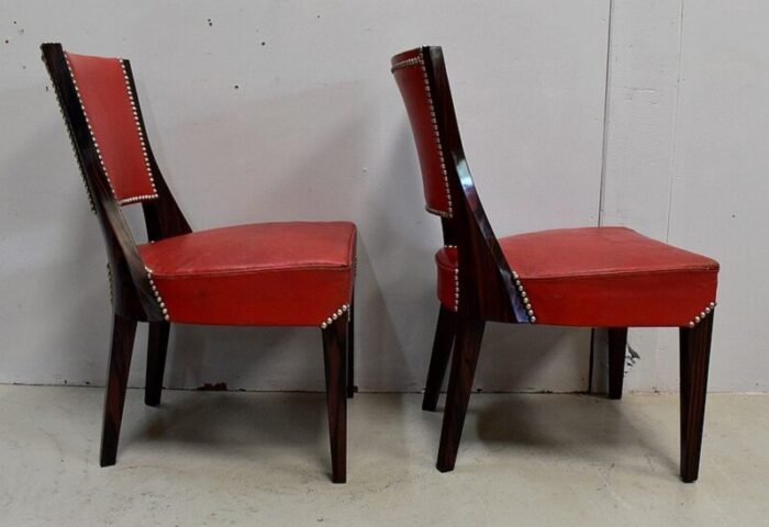 ebony macassar and red leather dining chairs 1930s set of 2 16