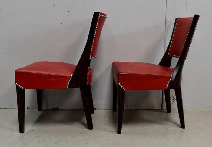 ebony macassar and red leather dining chairs 1930s set of 2 17