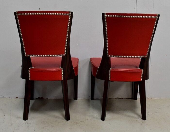 ebony macassar and red leather dining chairs 1930s set of 2 21