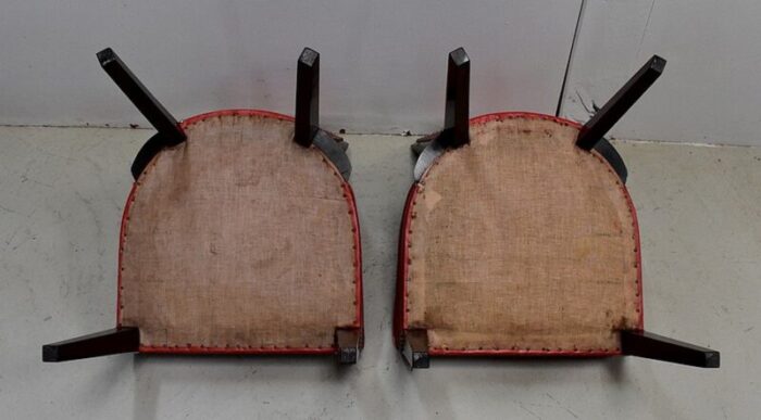 ebony macassar and red leather dining chairs 1930s set of 2 29