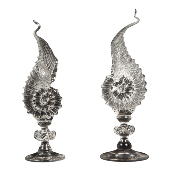 enchanting 9 inch hand blown glass nautilus a pair 2766