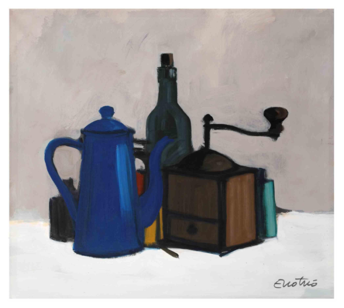 enotrio pugliese still life with grinder tempera mid 20th century 2822