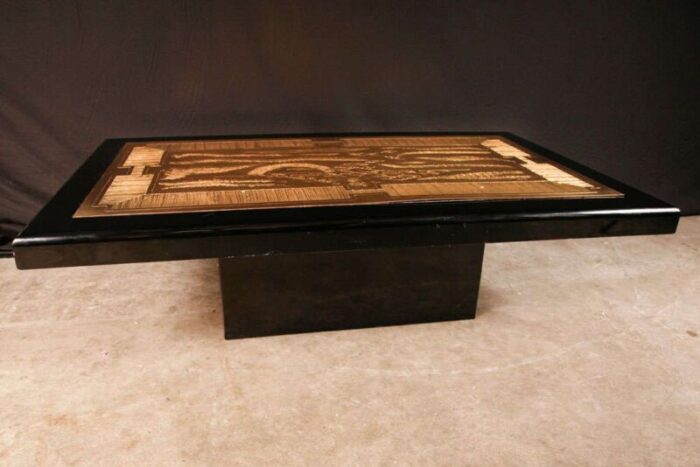 etched brass coffee table from lova creations 1970s 1