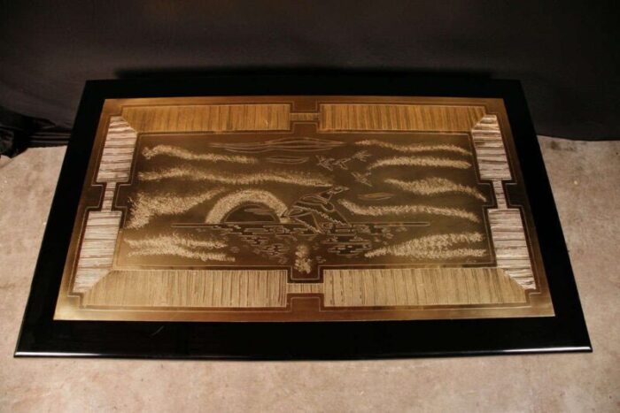 etched brass coffee table from lova creations 1970s 5