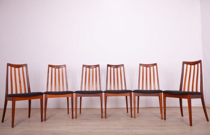 fabric and teak dining chairs by leslie dandy for g plan 1960s set of 6 2