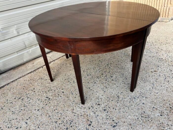 federal satinwood inlaid mahogany demilune consoler tables circa 1850s 0859