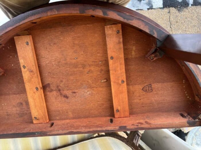 federal satinwood inlaid mahogany demilune consoler tables circa 1850s 2448