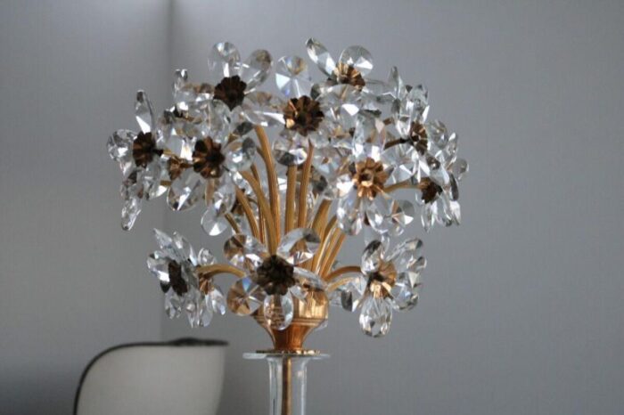 flower table lamp in crystal glass chalice from palwa 3328