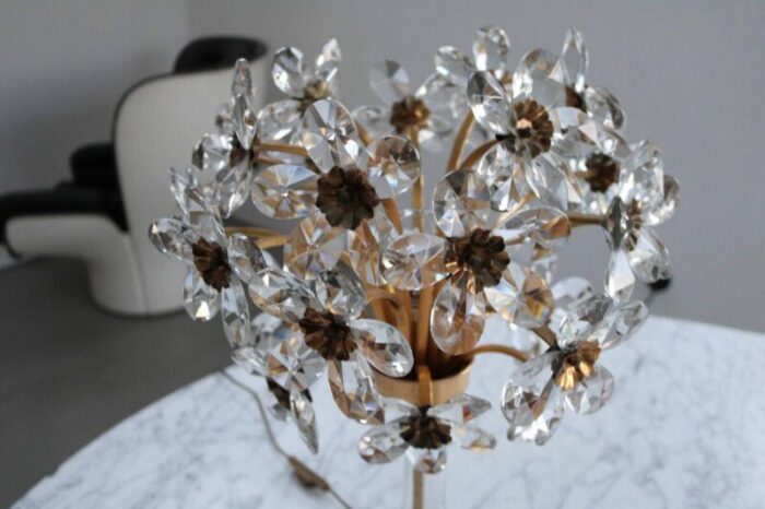 flower table lamp in crystal glass chalice from palwa 8724