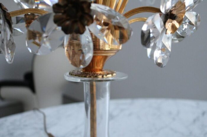 flower table lamp in crystal glass chalice from palwa 9570