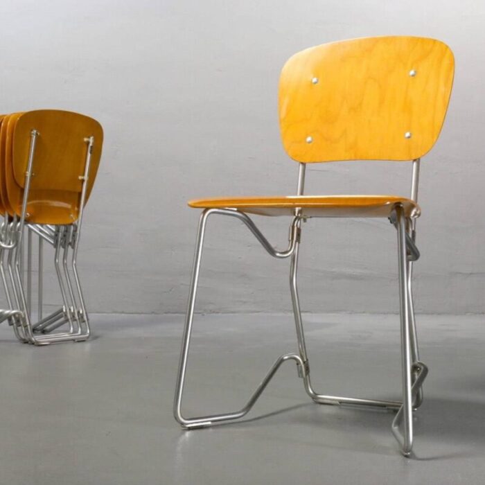 folding chairs by armin wirth for hans zollinger sohre 1950s set of 6 1