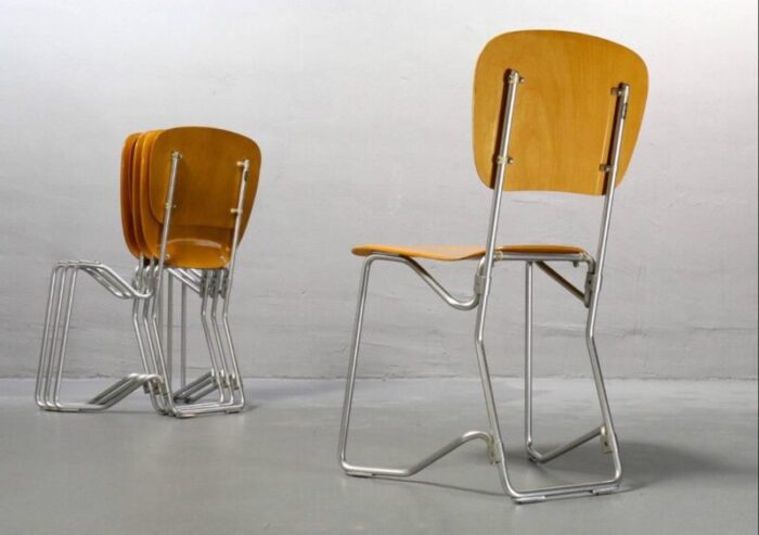 folding chairs by armin wirth for hans zollinger sohre 1950s set of 6 5