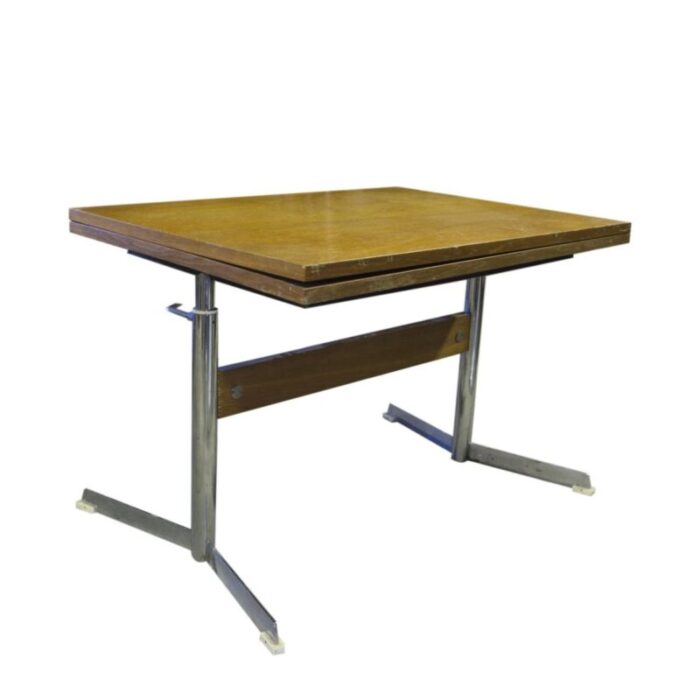 folding coffee or dining table on chrome metal base 1960s 3