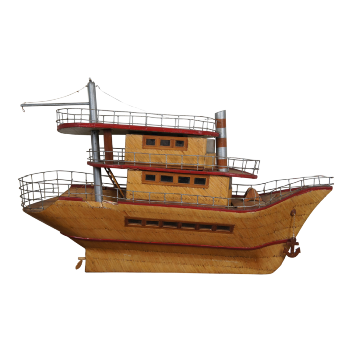 folk art matchstick model boat ship maritime night light sculpture 31 2390