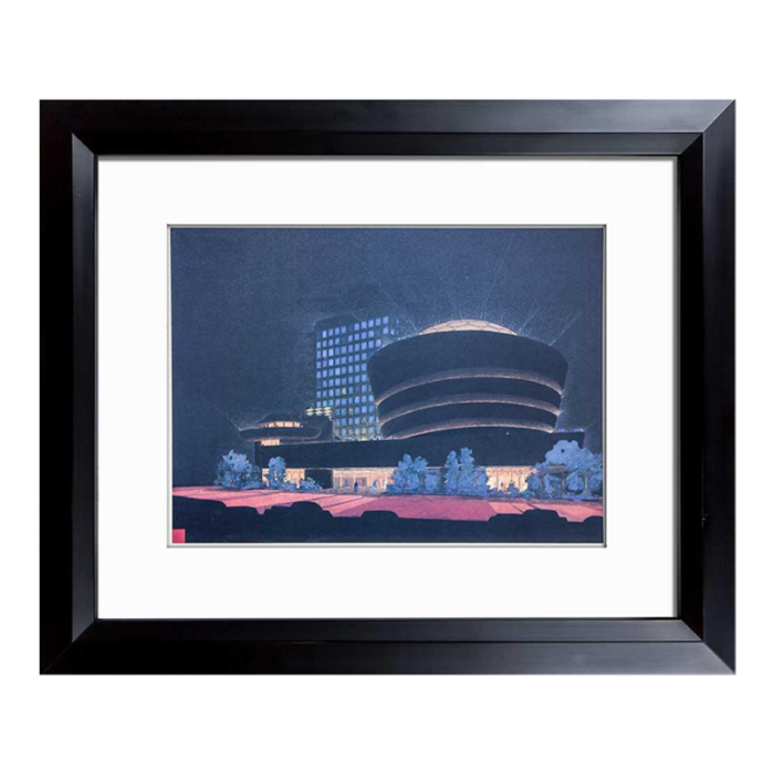 frank lloyd wright lithograph ltd ed solomon r guggenheim at night wframe 0955