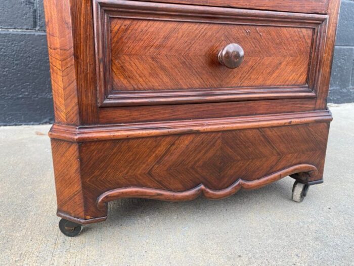 french 19th century walnut and marble nightstand with exquisite marquetry 5880