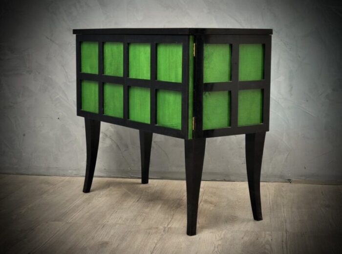 french art deco parchment emerald green and black wood sideboard 1940s 1