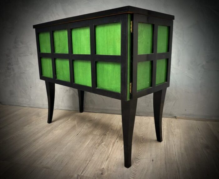 french art deco parchment emerald green and black wood sideboard 1940s 6