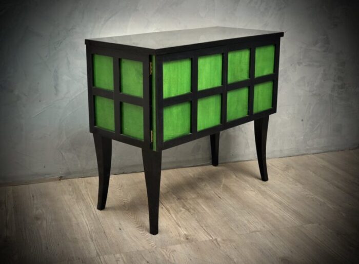 french art deco parchment emerald green and black wood sideboard 1940s 7