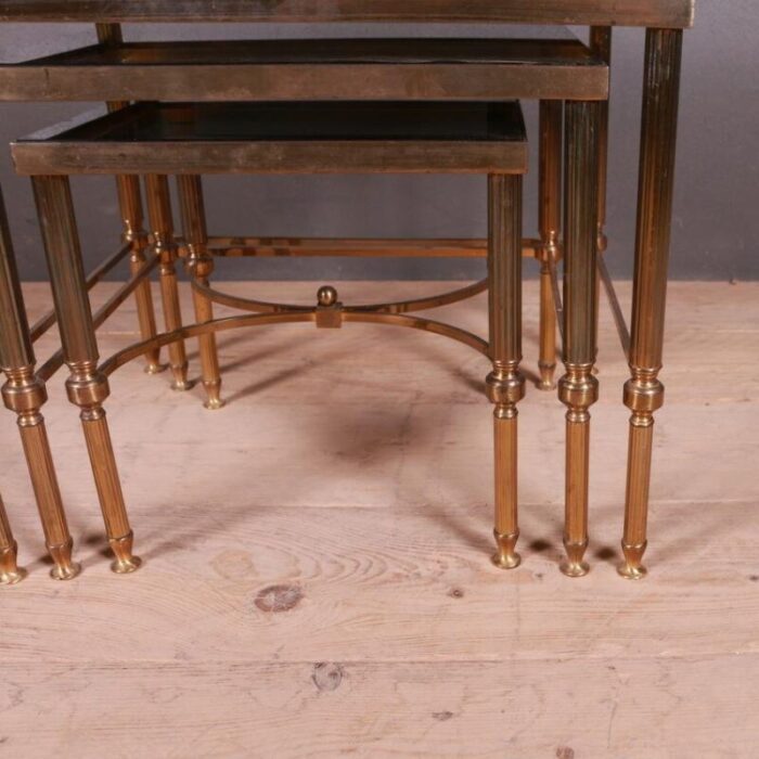 french brass and glass nesting tables 1950s set of 3 4