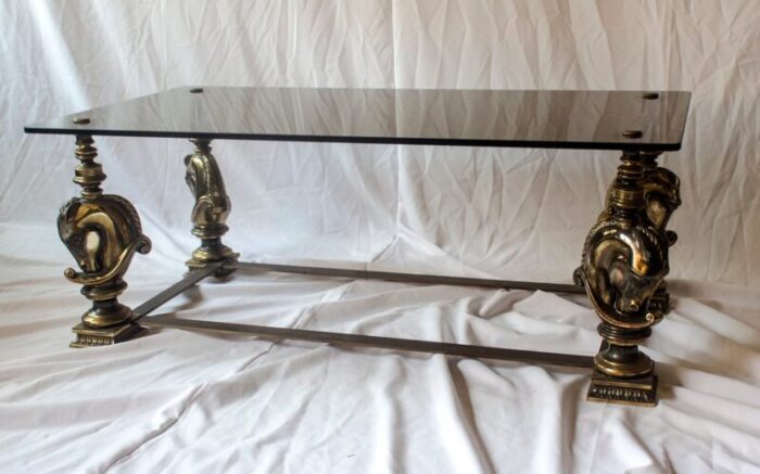 french brass coffee table from maison charles 1970s 9